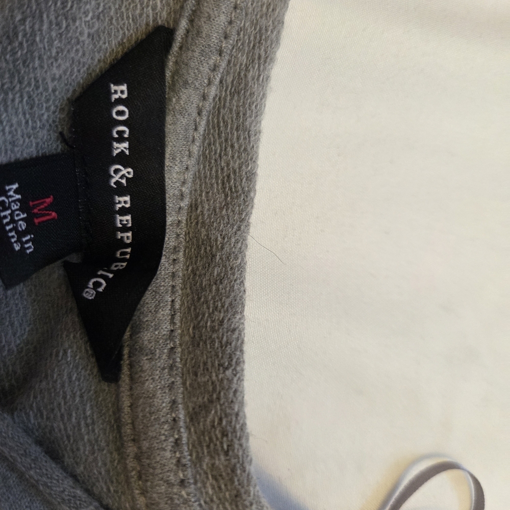 Rock & Republic Gray Long Sleeve Studded Top - Picture 2 of 4